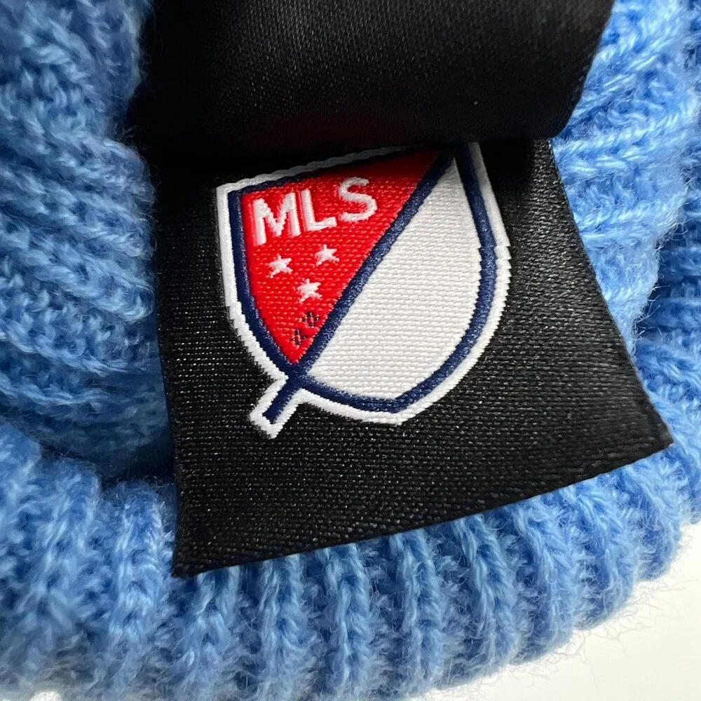 Adidas Womens OSFA Blue Striped Knit Bow New York City FC MLS Winter Mittens NWT